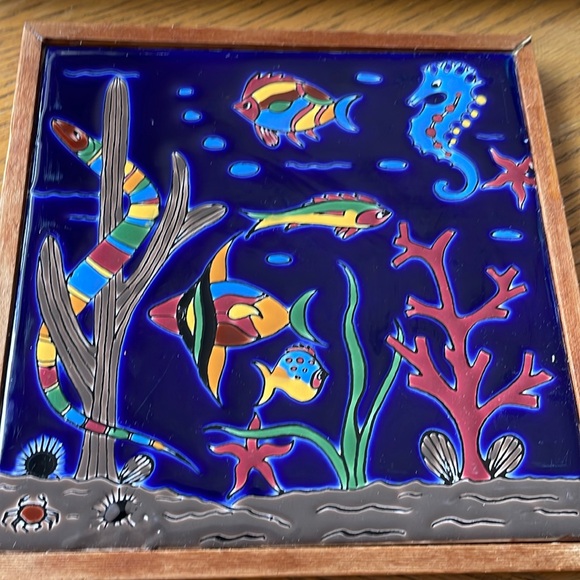 Nassos Rodos Other - Handmade Ceramic Art Tile Wall Hanging Sea Life